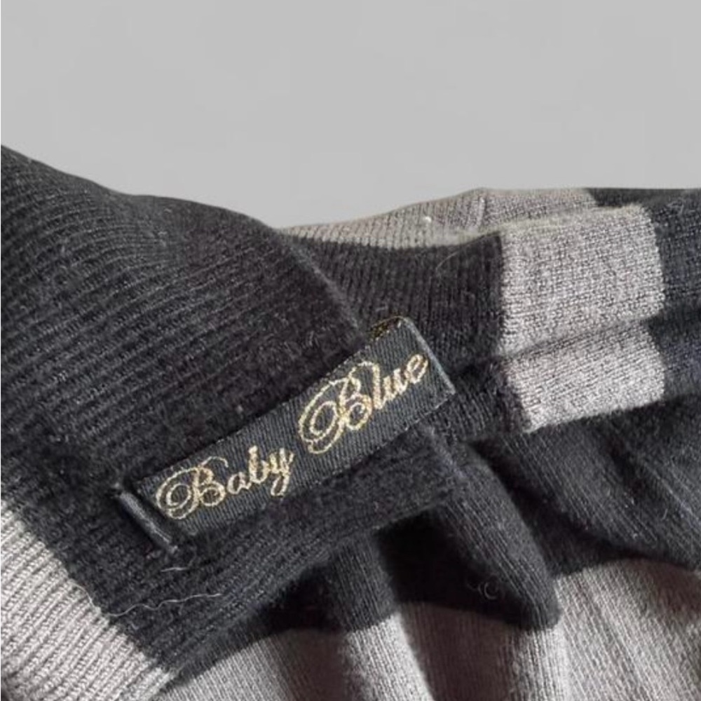 Striped Black and Gray Turtleneck Sweater - Picture 3 of 4
